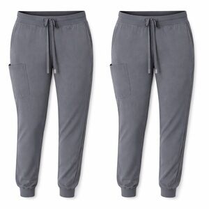 Lot 2 Mandala Gray Scrub Jogger Pants M Nurse Medical Dental Vet Stretch Pockets